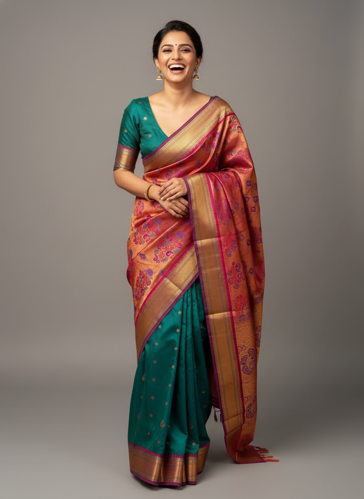 Char Peti Meena Soft Silk Saree