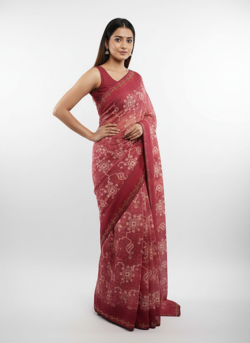 Ink Blossom Saree