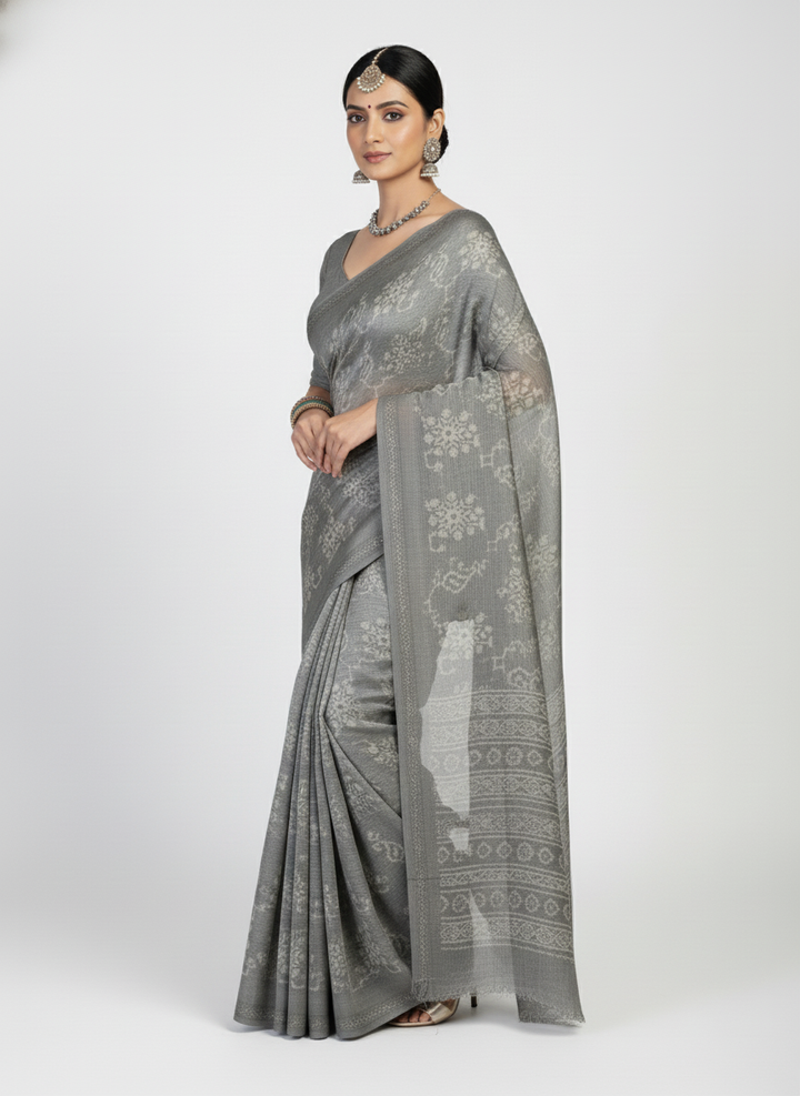 Ink Blossom Saree