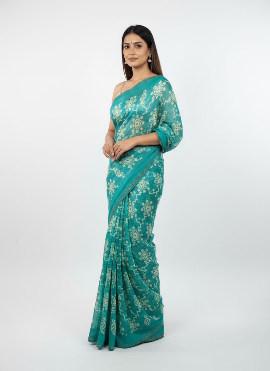 Ink Blossom Saree