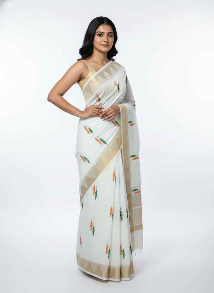 Tiranga Leaf White with Blouse