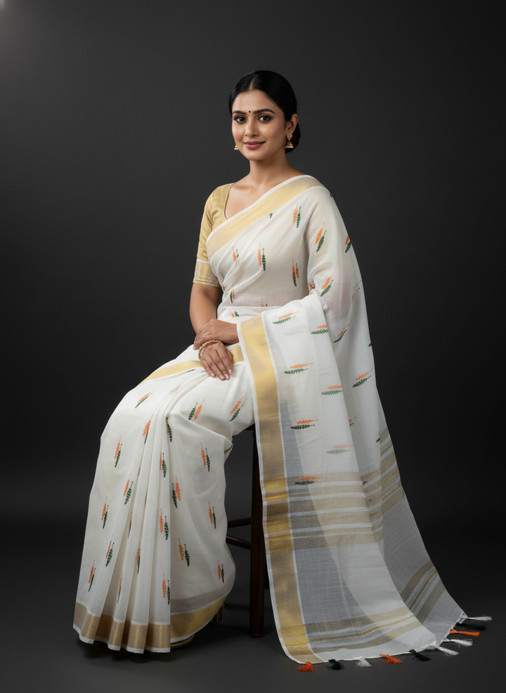 Tiranga Leaf White with Blouse