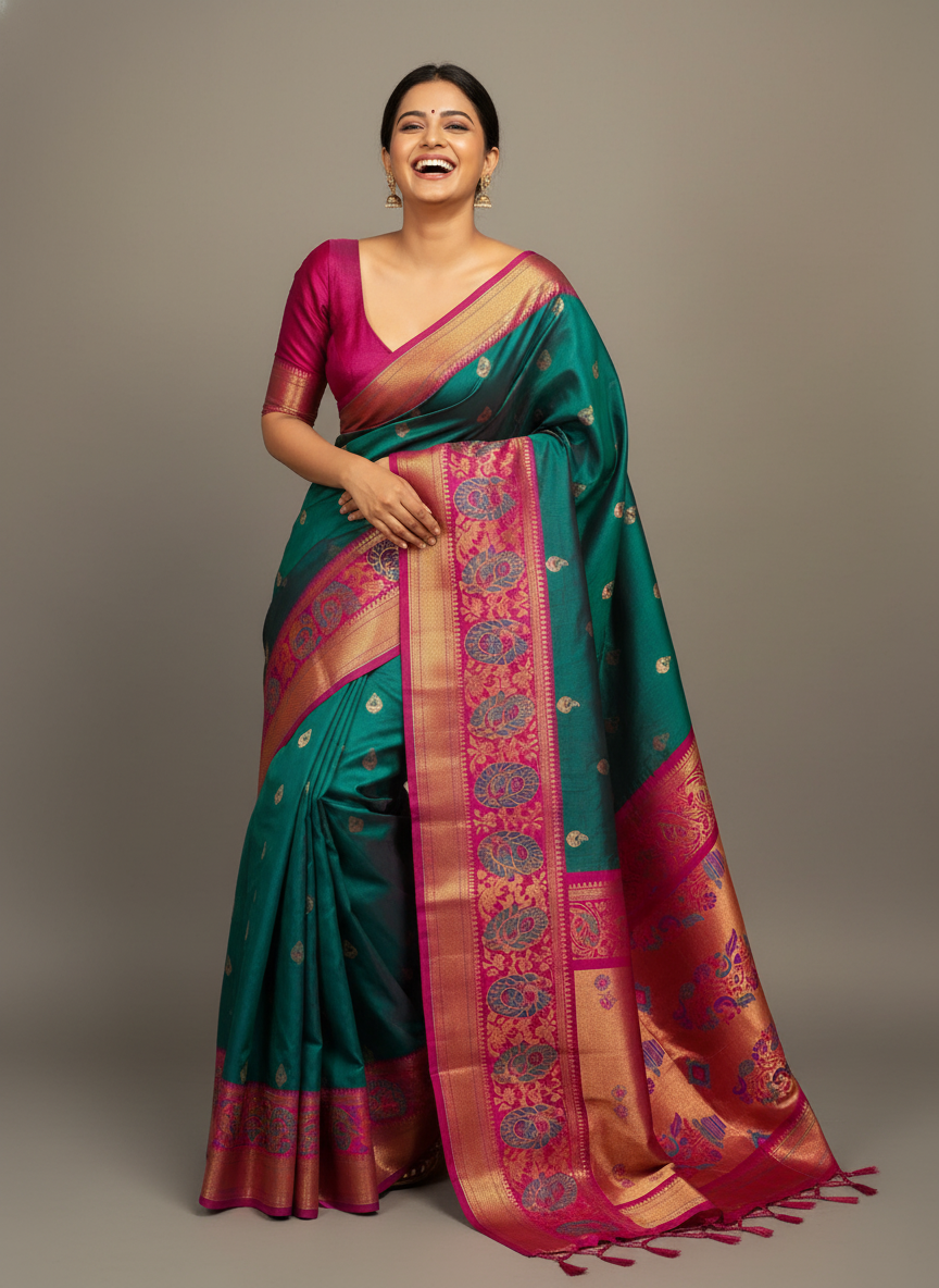 Char Peti Meena Soft Silk Saree