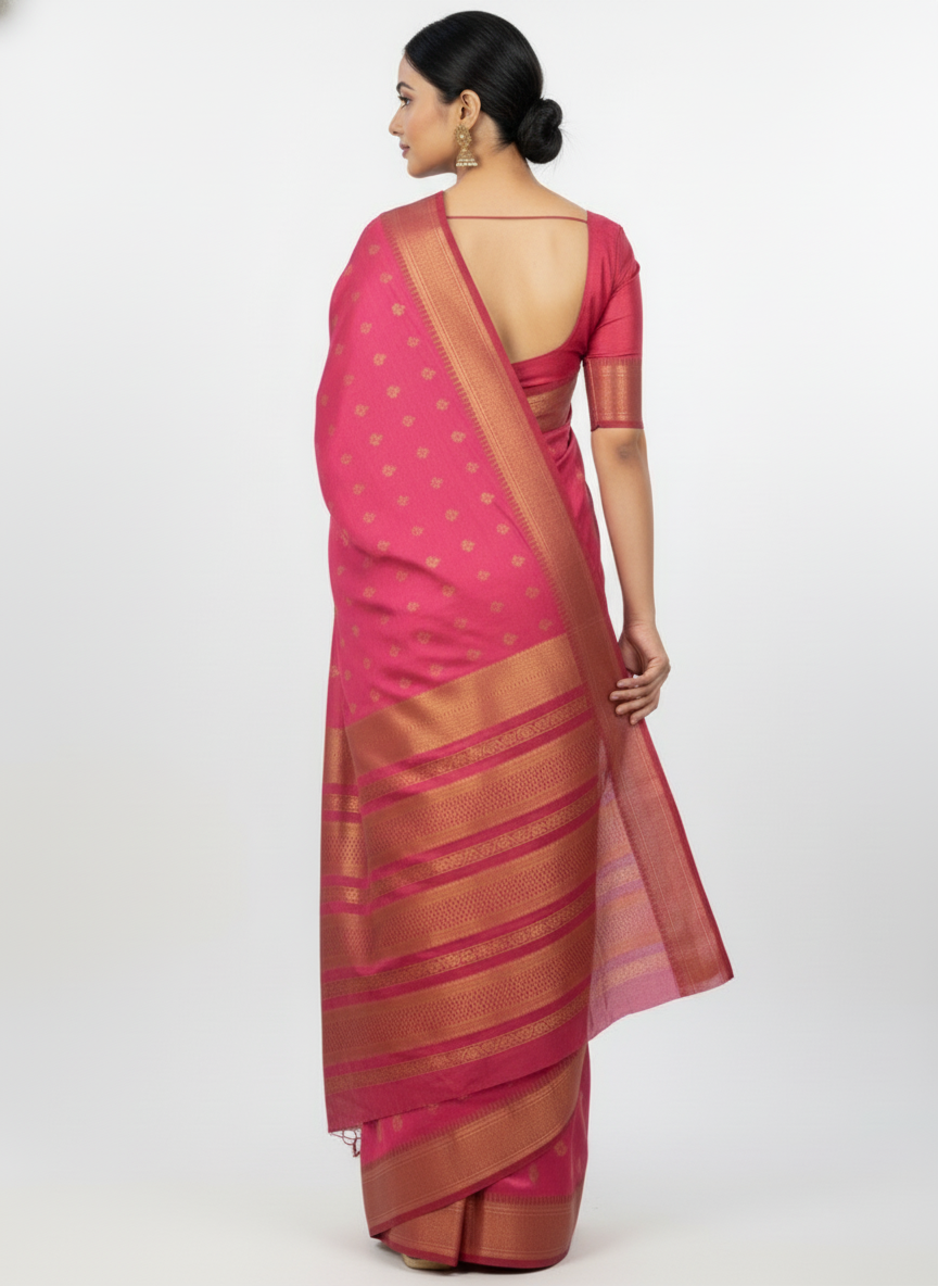 Acrylic Satil All Over Moving Colour Saree