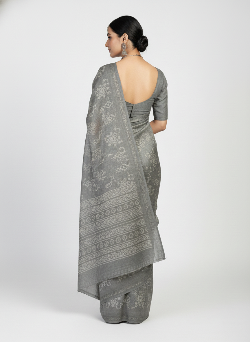 Ink Blossom Saree