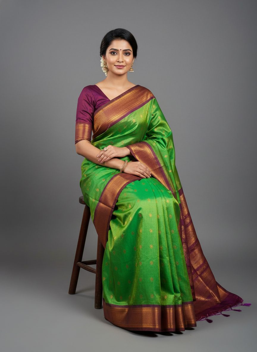 Acrylic Satil All Over Moving Colour Saree