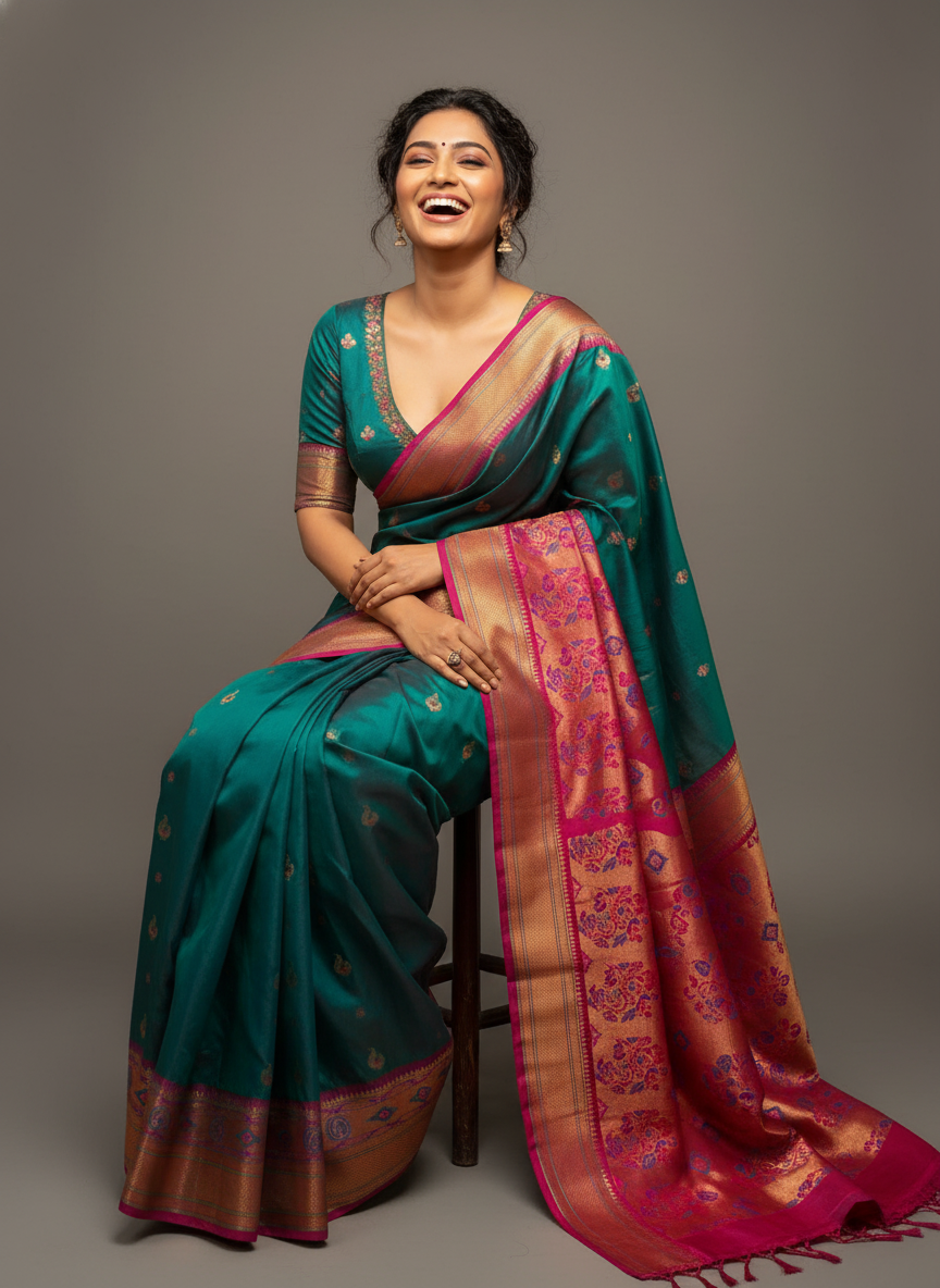 Char Peti Meena Soft Silk Saree