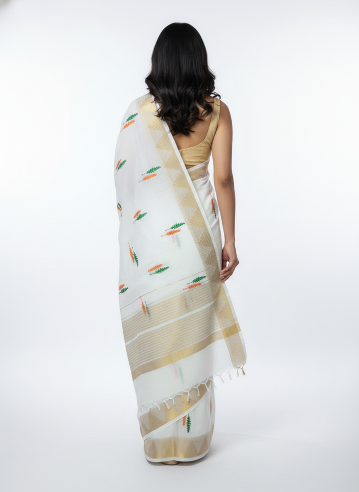 Tiranga Leaf White with Blouse