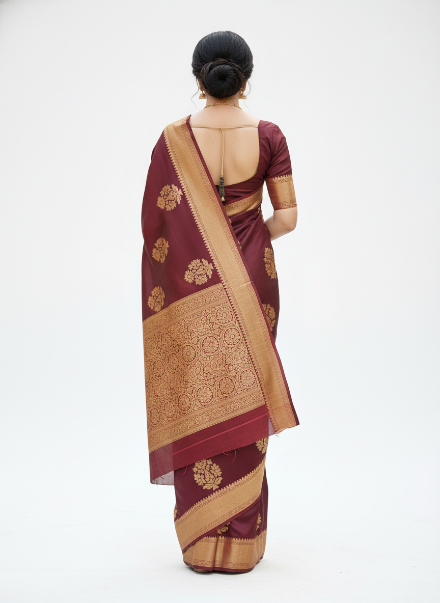 GANAGA SWAROVSKI BLOUSE WORK SAREE 7799