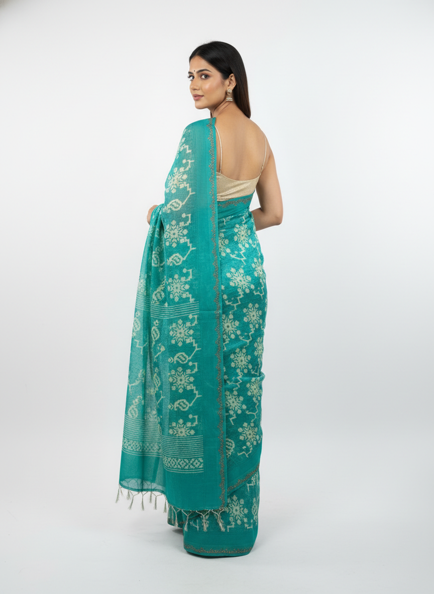 Ink Blossom Saree