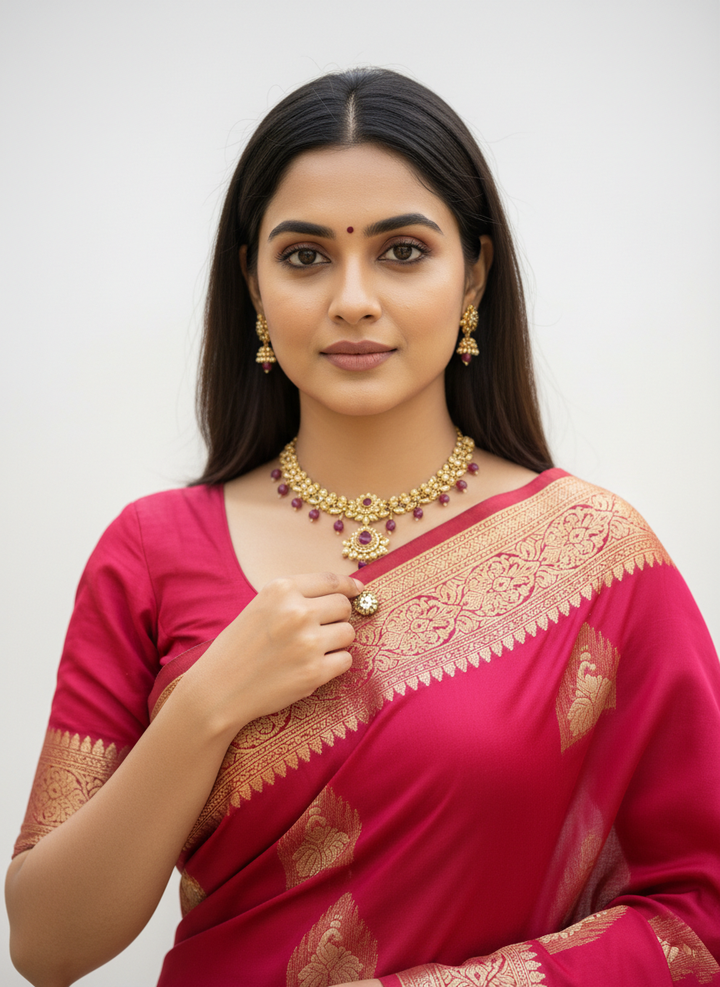 GANAGA SWAROVSKI BLOUSE WORK SAREE