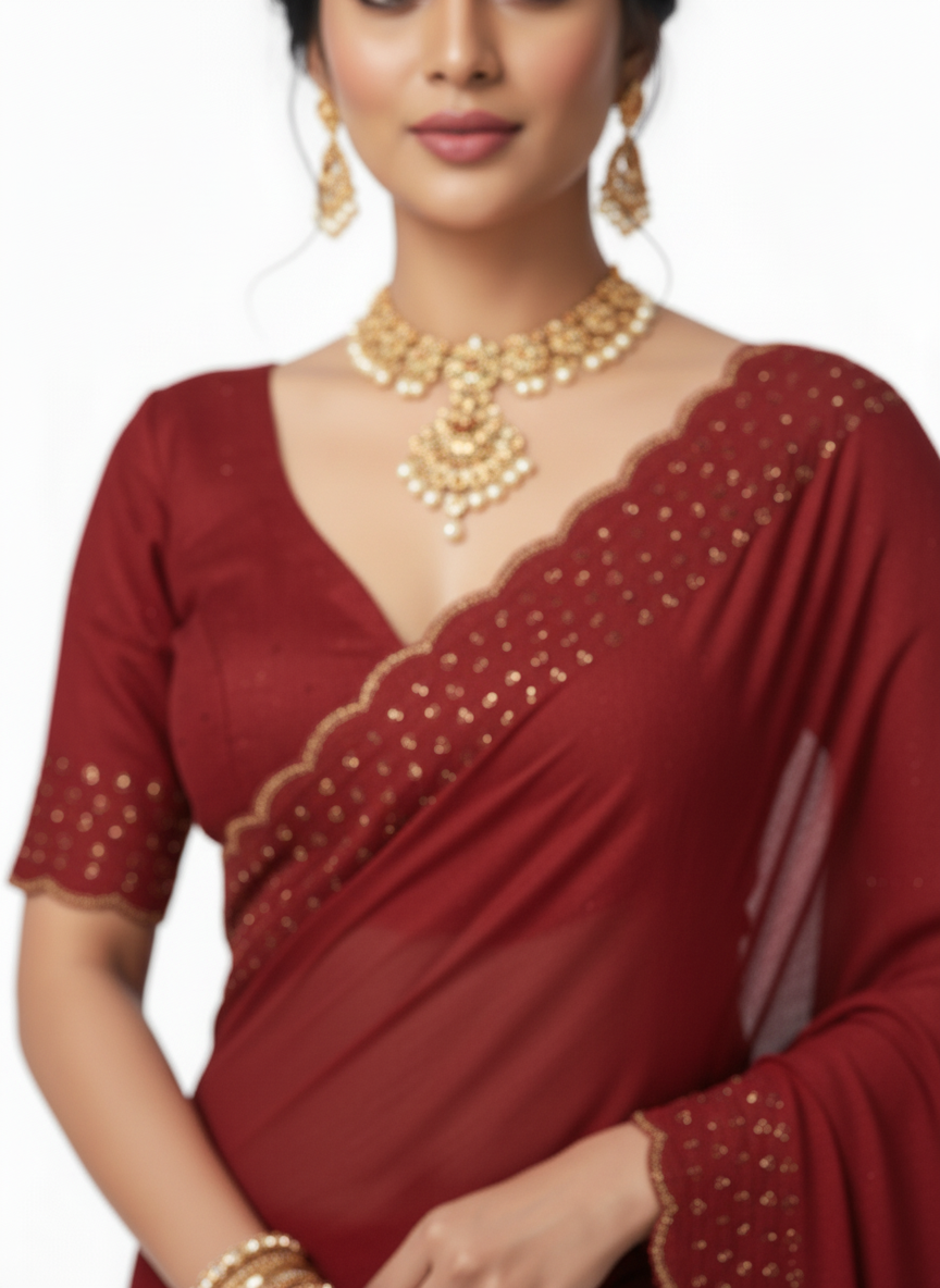 Scalloped Sequin Saree