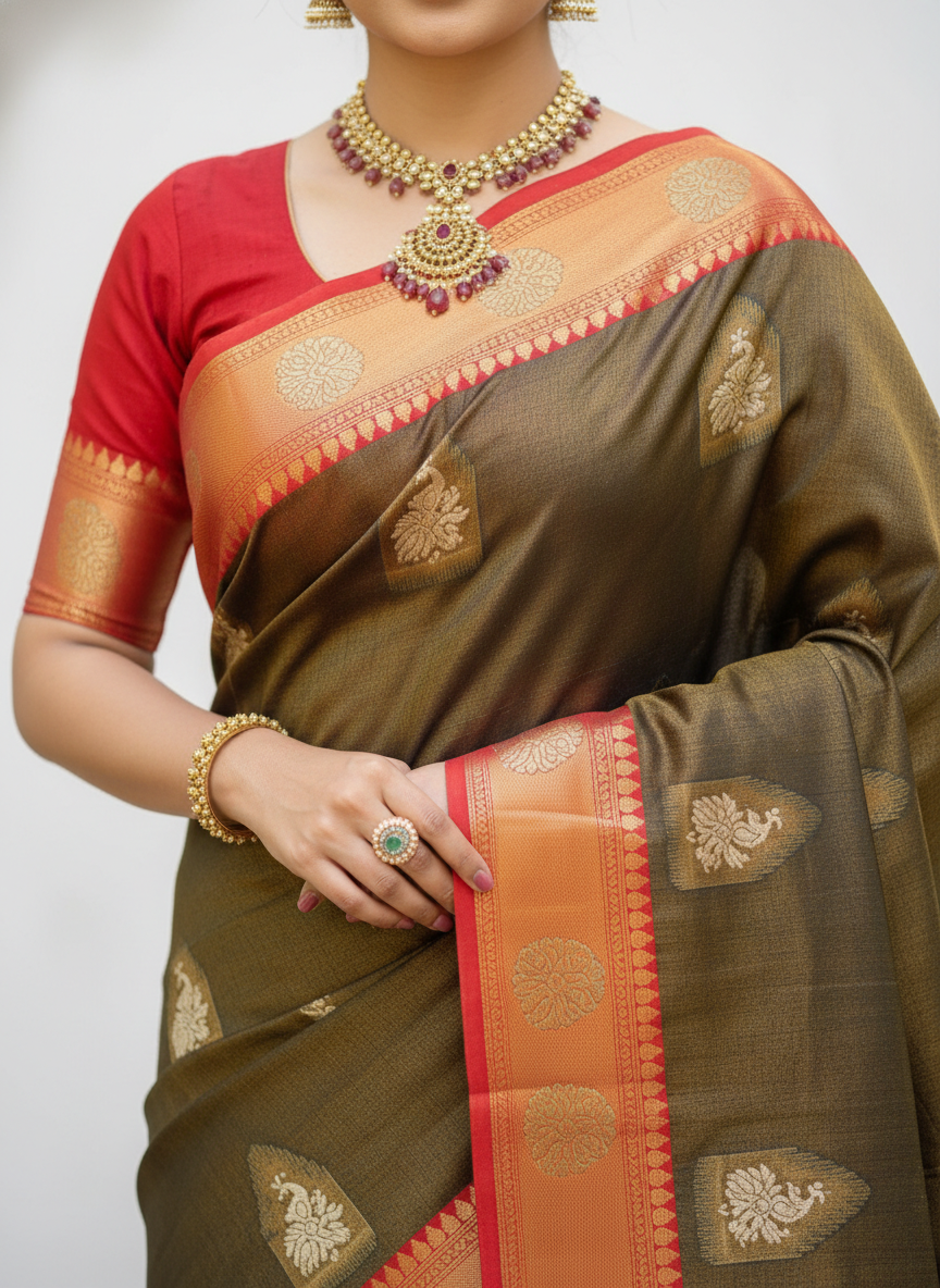 GANAGA SWAROVSKI BLOUSE WORK SAREE