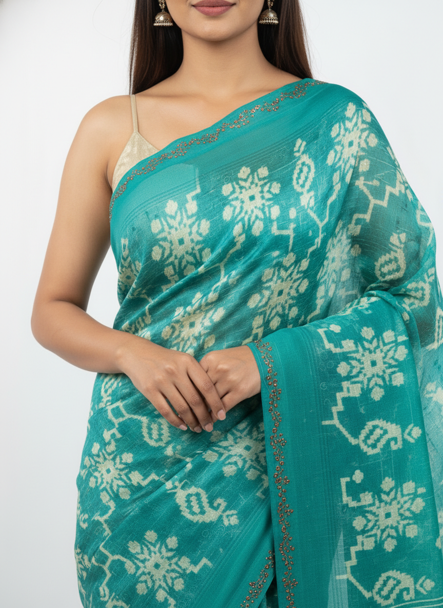 Ink Blossom Saree