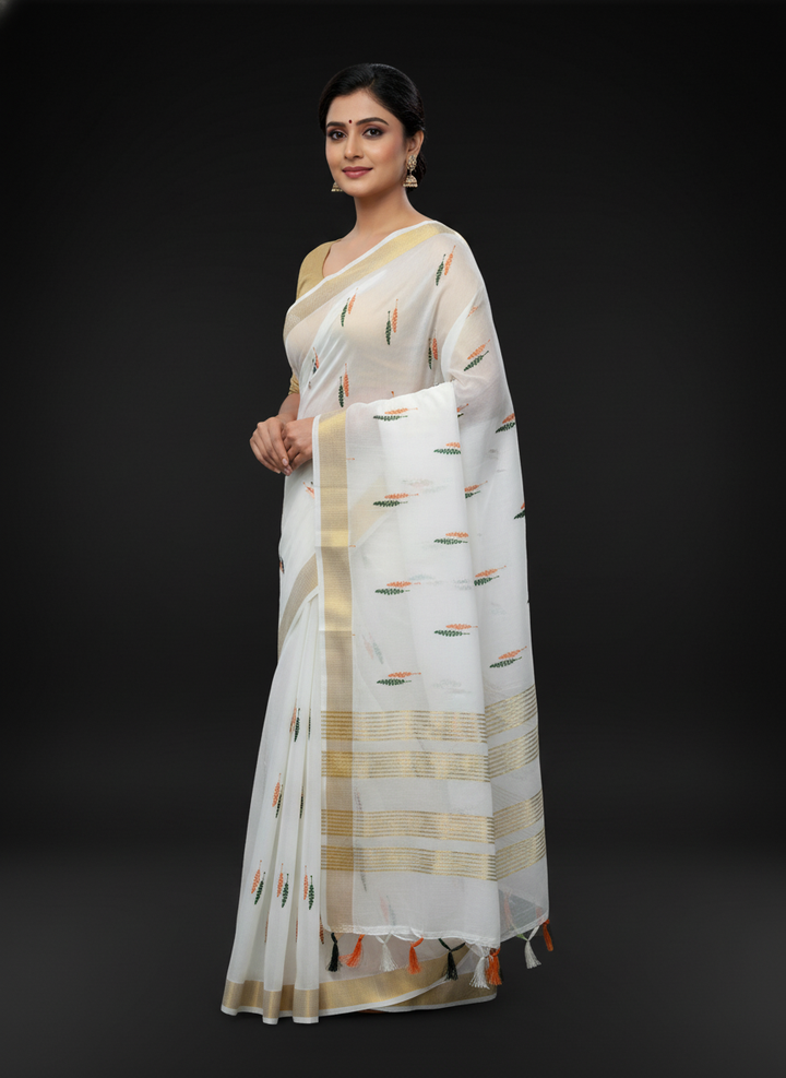 Tiranga Leaf White with Blouse