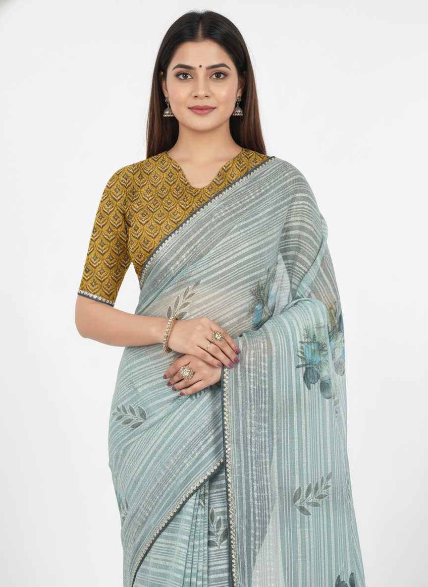 Sunset Jasmine Saree