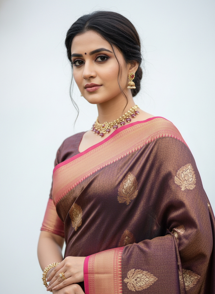 GANAGA SWAROVSKI BLOUSE WORK SAREE 7799