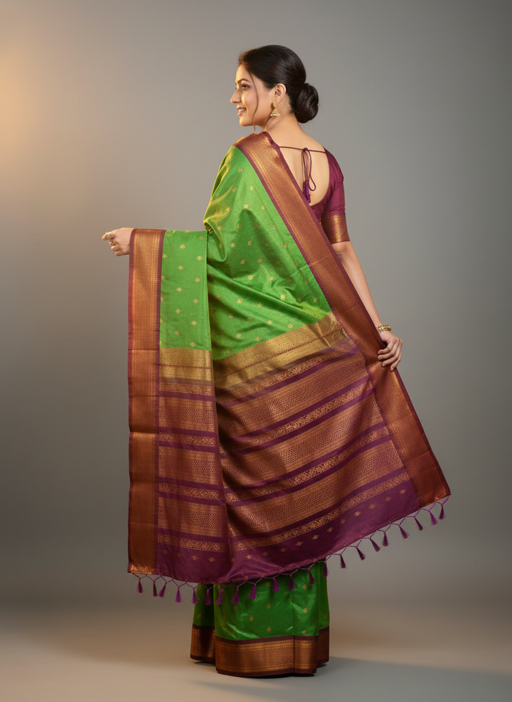 Acrylic Satil All Over Moving Colour Saree