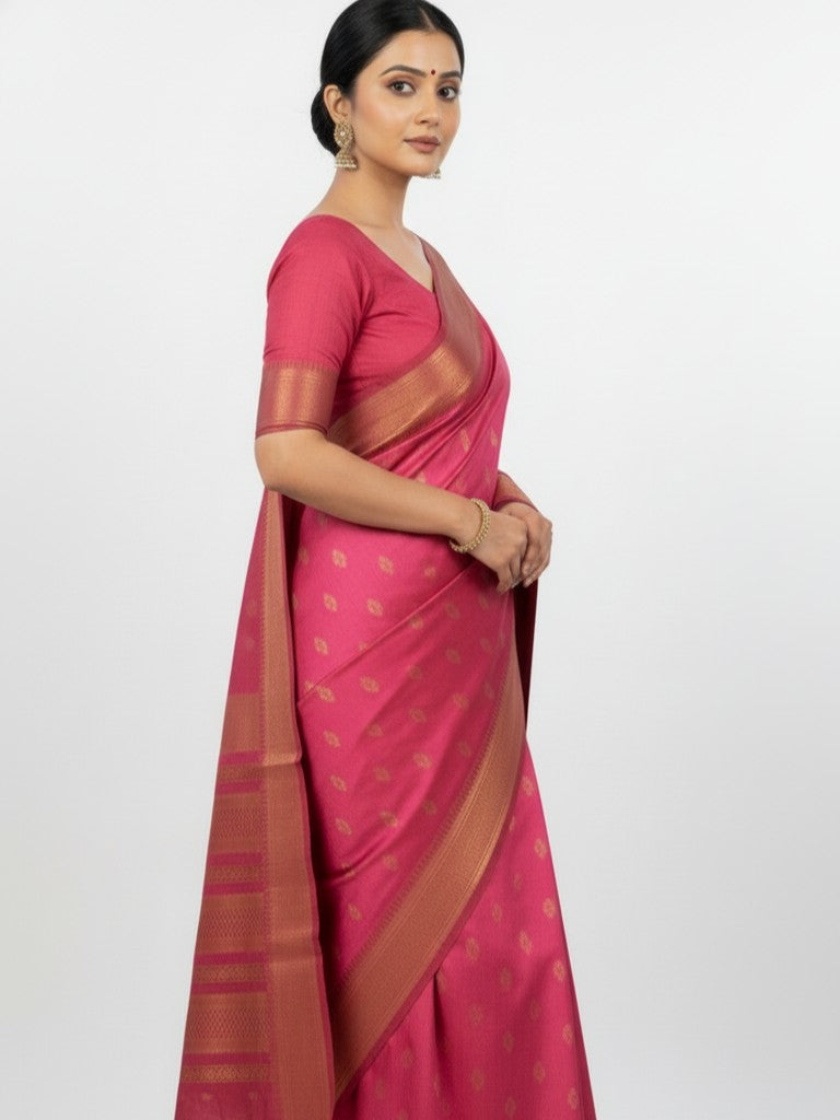 Acrylic Satil All Over Moving Colour Saree
